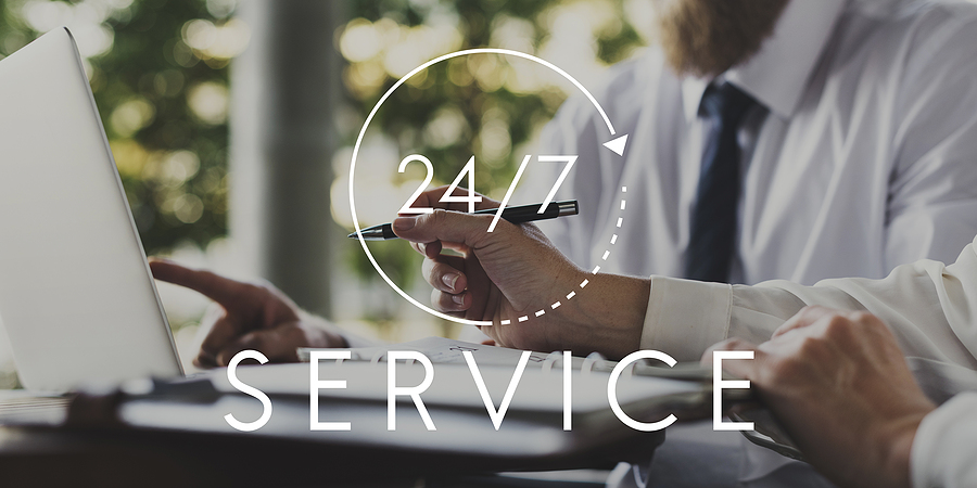 Customer Service 24 Hours 7 Days Support Graphic
