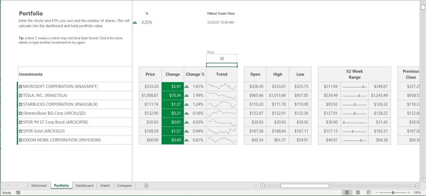 Linked Data Types in Excel